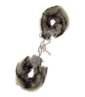 Наручники с пушистым мехом, расцветка зебры, 2 ключика - No Taboo