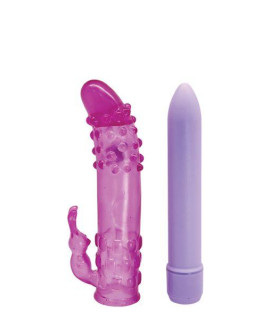 Вібратор з насадкою кроликом, фіолетовий, 16.5 см - No Taboo