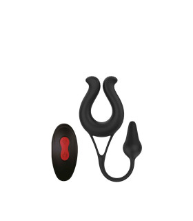 Вибратор мужской с анальной пробкой Dream Toys с дистанционным пультом, черный, 23 см - No Taboo