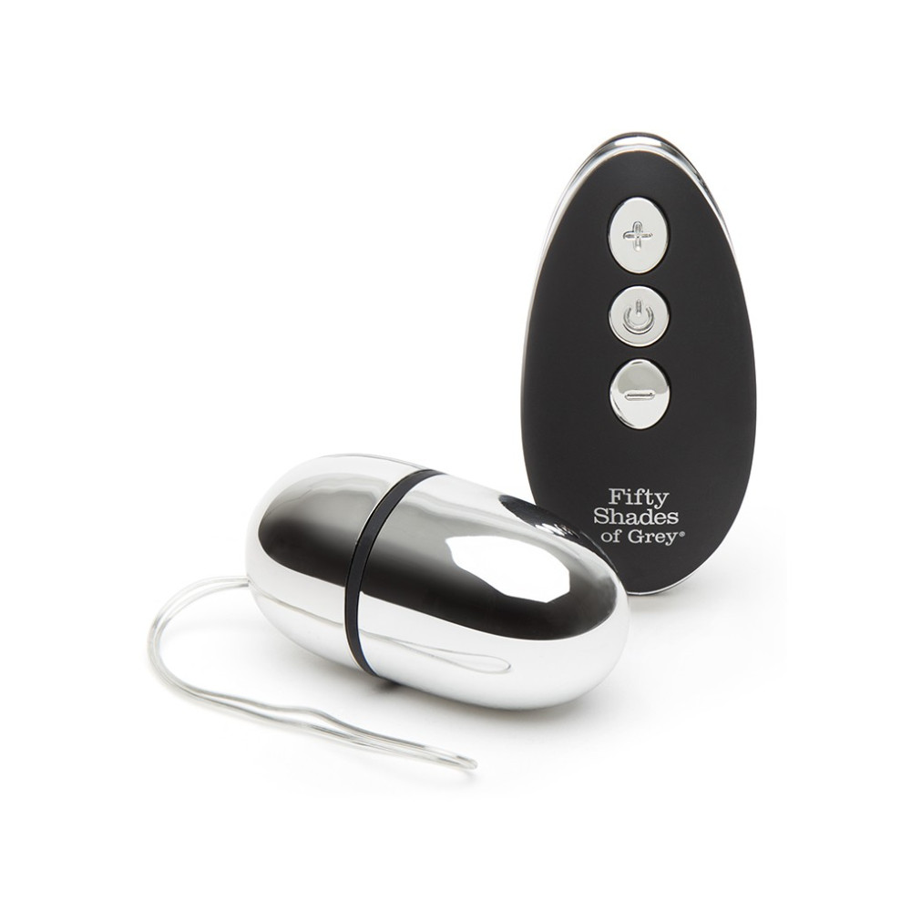 Виброяйцо с пультом Fifty Shades of Grey, серебристо-чёрное, 16.5 х 3.4 см (40955), zoom