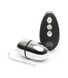 Виброяйцо с пультом Fifty Shades of Grey, серебристо-чёрное, 16.5 х 3.4 см - No Taboo