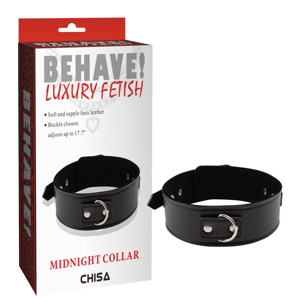 Нашийник широкий Chisa Behave Midnight Collar з кільцем для повідця, чорний (38924), zoom