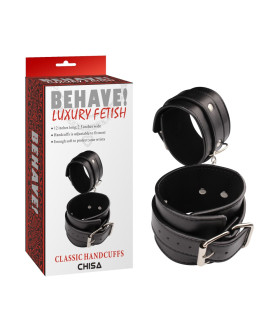 Наручники классические Chisa, кожзам, черные - No Taboo