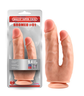 Фалоімітатор подвійний на присосці Chisa Ballsy Bromeo, бежевий, 25 см х 4.5 см - No Taboo