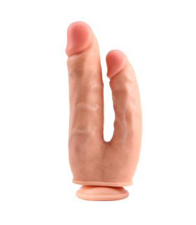 Фалоімітатор подвійний на присосці Chisa Ballsy Bromeo, бежевий, 25 см х 4.5 см - No Taboo