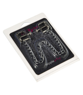 Зажимы на соски квадратные на толстой цепочке - No Taboo