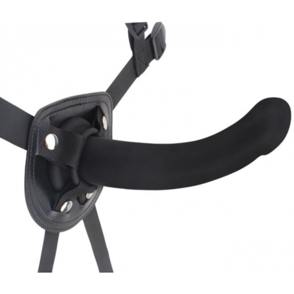 Силіконовий страпон з ременем зі штучної шкіри, 15 см х 3.3 см (38967), zoom