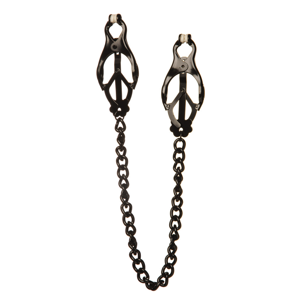 Зажимы «клевер» на соски на тяжелой цепочке, черные (38915), zoom