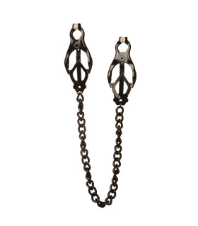 Зажимы «клевер» на соски на тяжелой цепочке, черные - No Taboo