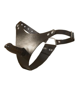 Страпон Zado на кожаных трусиках, черный, 15 см х 3 см - No Taboo