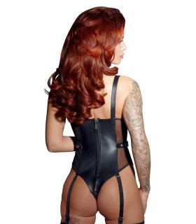 Боди кожаный Zado L в стиле БДСМ, черный - No Taboo