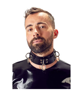 Ошейник кожаный LateX, черный, размеры 35 см - 43 см - No Taboo