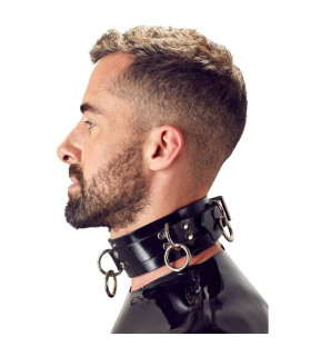 Ошейник кожаный LateX, черный, размеры 35 см - 43 см - No Taboo