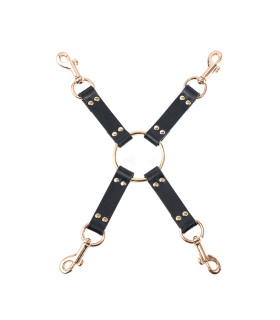 Набор для фиксации Guilty Pleasure, наручники с поножами, крестовина, черные - No Taboo