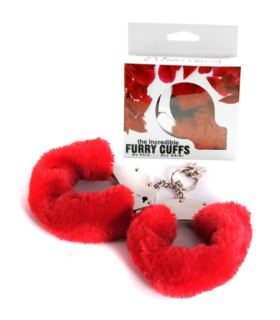 Металлические наручники с мехом, красные, крепкие - No Taboo