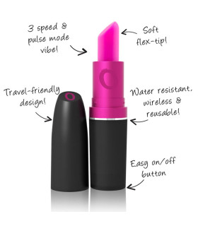 Міні вібратор у формі губної помади, силікон, чорний з рожевим, 3 х 1,1 см - No Taboo
