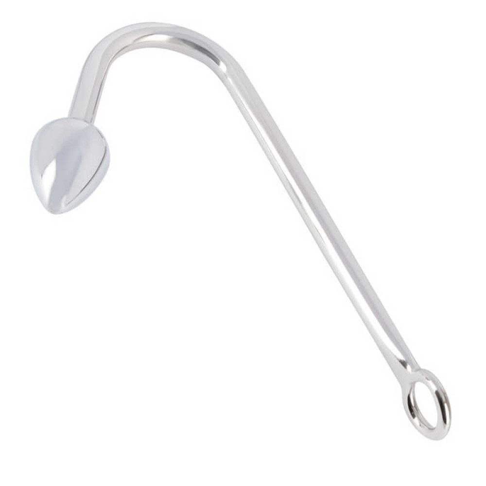 Анальный крюк с кольцом для бондажа, серебристый, 24 см (40854), zoom