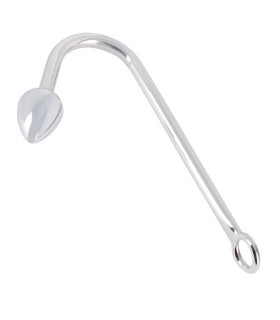 Анальный крюк с кольцом для бондажа, серебристый, 24 см - No Taboo