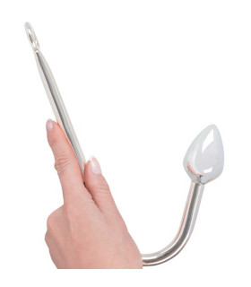 Анальный крюк с кольцом для бондажа, серебристый, 24 см - No Taboo