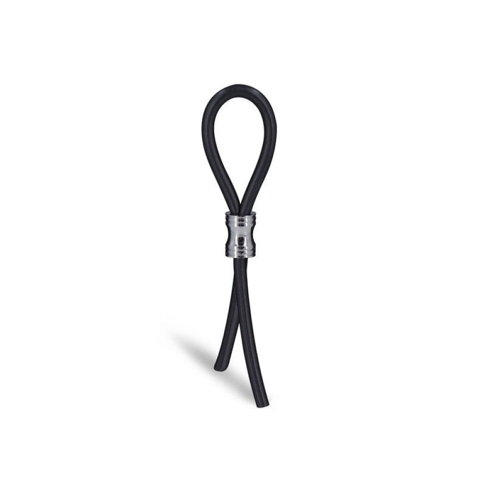 Эрекционное кольцо лассо, черный с серебристым, 13 см (40789), zoom