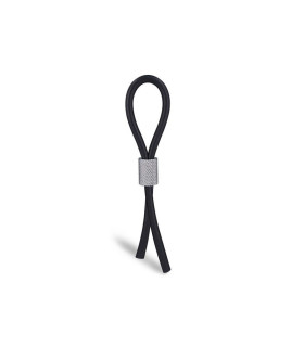 Кольцо лассо на пенис, черный с серебристым, силикон, 13см - No Taboo