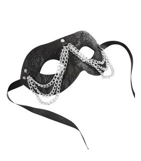 Кружевная маска, декорированная цепями, с лентами для завязывания, черный - No Taboo