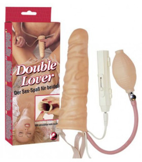 Фаллопротез (порожнистий страпон) з вібрацією і накачуванням, бежевий - No Taboo