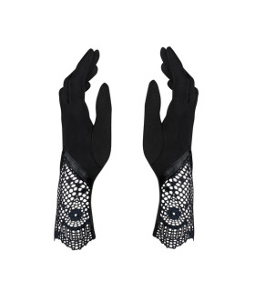 Перчатки с кружевом Obsessive Moketta gloves, разм.1 - No Taboo