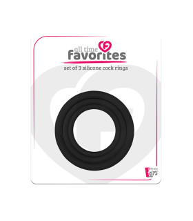 Набор эрекционных колец Dreamtoys All Time Favorites силиконовый, черный, 3 шт - No Taboo