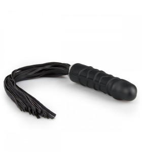 Флоггер (плетка), ручка фаллоимитатор, черный, 46см - No Taboo
