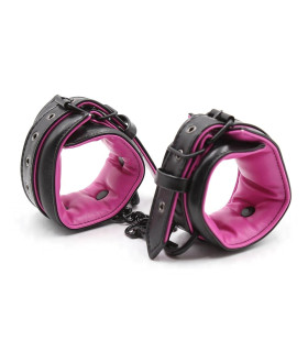 Поножи, качественный кожзам, черные с розовым - No Taboo