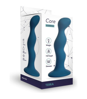 Анальная пробка волнистая на присоске синяя, 12 х 2.5 см - No Taboo