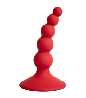 Анальная пробка на присоске силиконовая красная - No Taboo