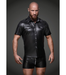 Рубашка на заклепках, виниловая, Noir Handmade, размер S - No Taboo