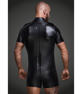 Рубашка на заклепках, виниловая, Noir Handmade, размер S - No Taboo