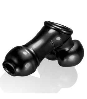 Насадка для члена і мошонки з відкритою голівкою, чорна, 19 см - No Taboo