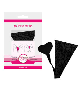 Самоклеющиеся трусики Bye Bra, черные с кружевом, one size - No Taboo