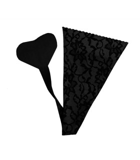 Самоклеющиеся трусики Bye Bra, черные с кружевом, one size - No Taboo