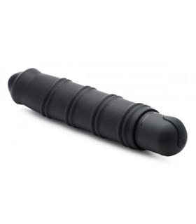 Вибратор с ребристой насадкой, черного цвета - No Taboo