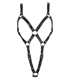 Сексуальная сбруя для женщины, из кожи, с открытой грудью, черная, L/XL - No Taboo