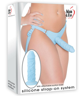 Страпон реалистичный на ремнях Adam & Eve, голубой, 17.8 х 4.4 см - No Taboo