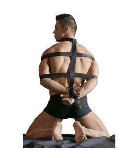 БДСМ бондаж для шеи, тела и запястий, мужской, черный - No Taboo