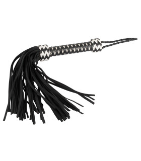 Плетка-лапша из кожи, черно-белая - No Taboo