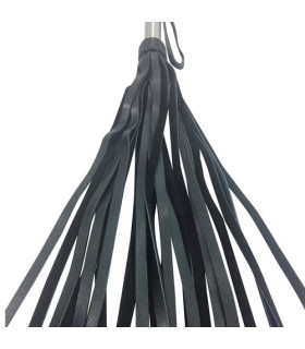 Плетка кожаная с железной ручкой, черная - No Taboo