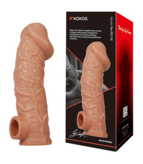 Насадка для пеніса Kokos, розмір L, із закритою голівкою, реалістична, 17.6 см х 4.6 см - No Taboo