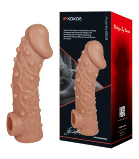 Насадка для пеніса Kokos, розмір L, з рельєфом, реалістична, 17.6 см х 5.1 см - No Taboo