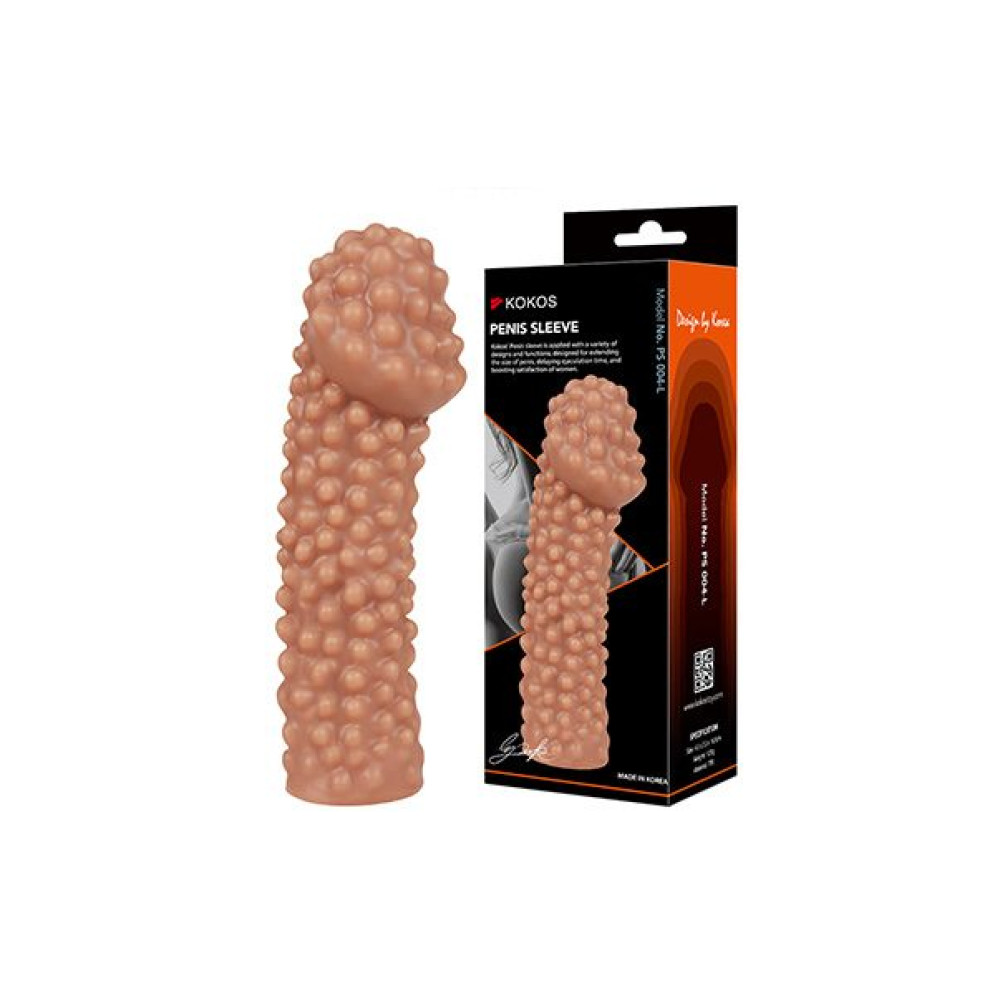 Насадка для пеніса Kokos, розмір L, з рельєфом, 16.5 см х 5.4 см (41640), zoom