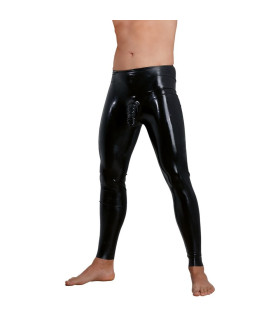 Чоловічі легінси з латексу з чохлом для члена, чорні, розмір L - No Taboo