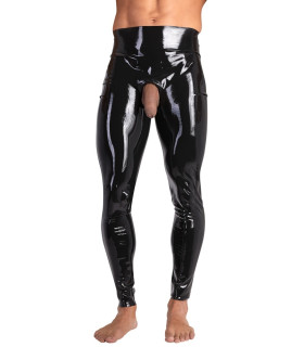 Легінси чоловічі LateX, Латексні, з інтимним вирізом, чорні, 2XL - No Taboo