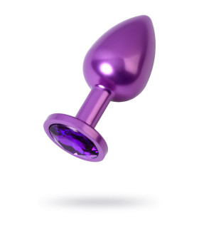 Анальная пробка с кристаллом аметист, фиолетовая, 7.2 х 2.8 см - No Taboo